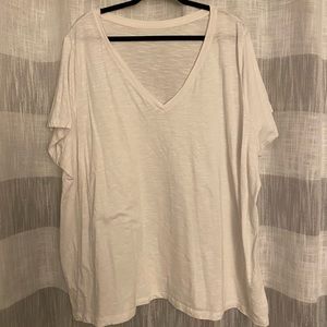 Ava & Viv Plain White V Neck